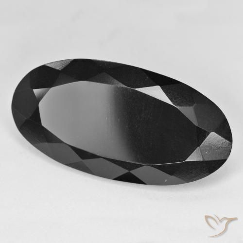 28.01 ct Black Tourmaline Stone, Natural Tourmaline in Oval Facet Shape for Sale