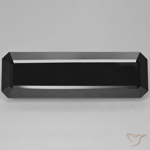 44,07 ct loser schwarzer Turmalin, 37,3 x 11,8 mm Achteckschliff aus Mosambik, Photo A
