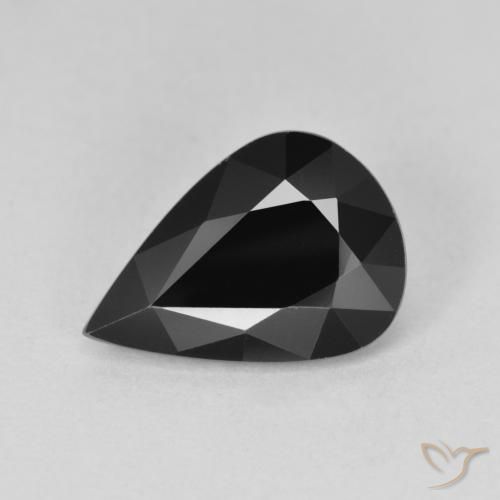 Tourmaline Noire pear facet 2,89 ct de Tanzanie, dimension 12,4 x 8,7mm, pierre gemme naturelle Non traité, pureté Opaque , 1 pièce Tourmaline de couleur Schorl, dureté Mohs de 7 à 7.5 convient aux bijoux de tous les jours, pierre de sagesse, Année de la pierre précieuse du tigre, Photo A