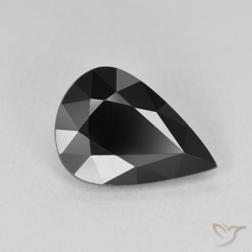 2.89 ct Black Tourmaline Stone, Natural Tourmaline in Pear Facet Shape for Sale