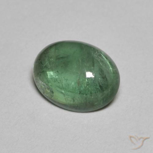 1.28 ct Green Tourmaline Stone, Natural Tourmaline in Oval Cabochon Shape for Sale