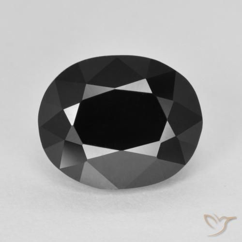 10.9 x 8.9mm Oval Facet Black Tourmaline from Tanzania, Weight of 4.08ct, Natural untreated Gemstone in Opaque Clarity, 1pc Tourmaline - Color: Schorl, Mohs Hardness of 7 - 7.5 suitable for daily wear jewelry, October Birthstone, Photo A