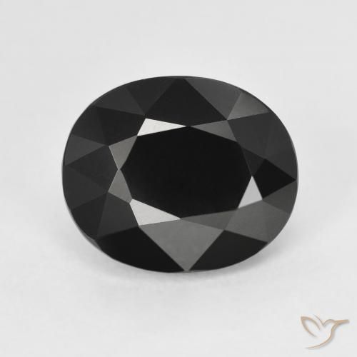 10.9 x 9mm Oval Facet Black Tourmaline from Mozambique, Weight of 4.87ct, Natural untreated Gemstone in Opaque Clarity, 1pc Tourmaline - Color: Schorl, Mohs Hardness of 7 - 7.5 suitable for daily wear jewelry, October Birthstone, Photo A