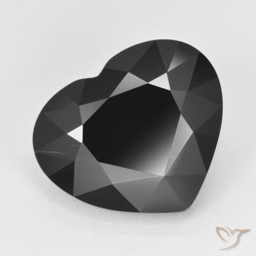7.20 ct Black Tourmaline Stone, Natural Tourmaline in Heart Facet Shape for Sale
