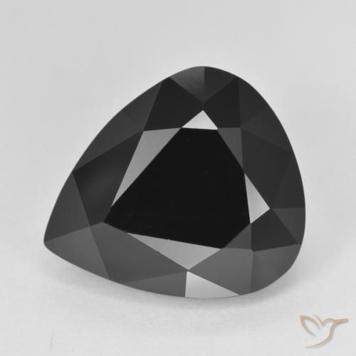 12.95 ct Black Tourmaline Stone, Natural Tourmaline in Pear Facet Shape for Sale