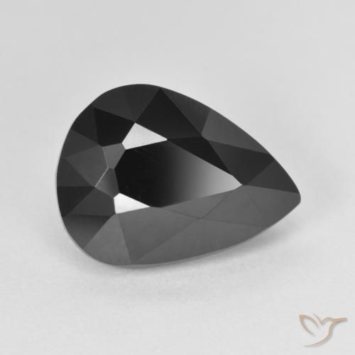 6.14 ct Black Tourmaline Stone, Natural Tourmaline in Pear Facet Shape for Sale