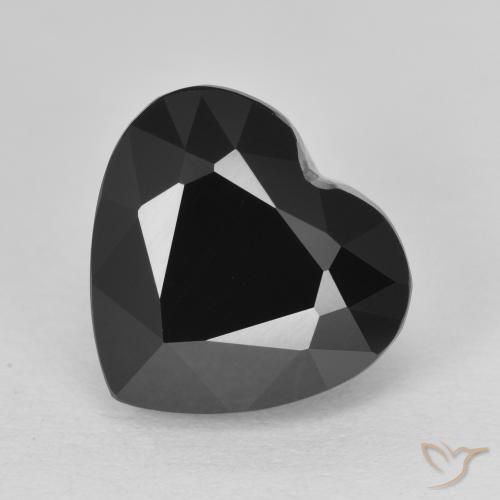6.03 ct Black Tourmaline Stone, Natural Tourmaline in Heart Facet Shape for Sale