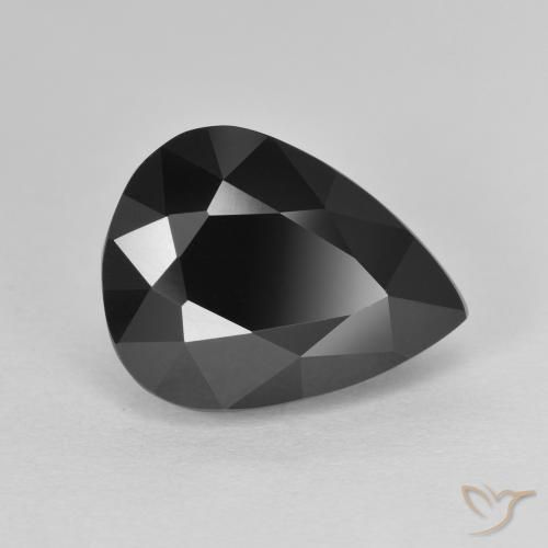 7.27 ct Black Tourmaline Stone, Natural Tourmaline in Pear Facet Shape for Sale