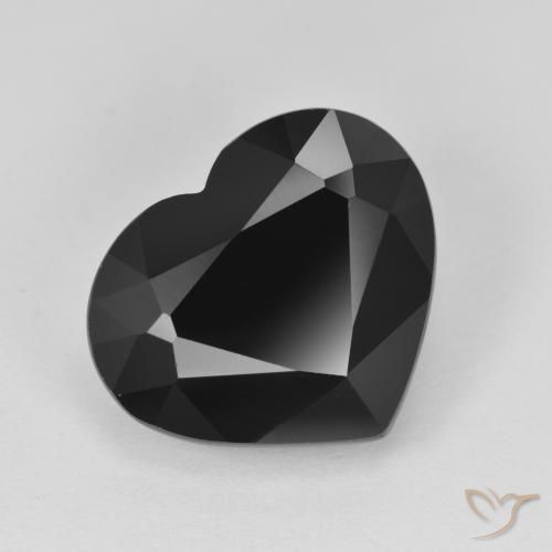 12.03 ct Loose Black Tourmaline, 16.2 x 13.8 mm Heart Cut From Mozambique, Photo A