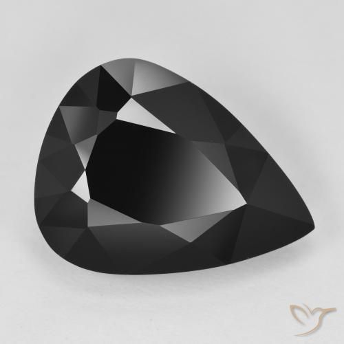 14.24 ct Loose Black Tourmaline, 19.5 x 14.9 mm Pear Cut From Mozambique, Photo A