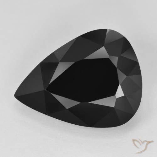 14.24 ct Black Tourmaline Stone, Natural Tourmaline in Pear Facet Shape for Sale