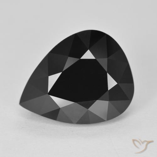 10.38 ct Loose Black Tourmaline, 16 x 12.7 mm Pear Cut From Mozambique, Photo A