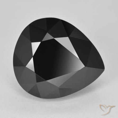 14.45 ct Black Tourmaline Stone, Natural Tourmaline in Pear Facet Shape for Sale