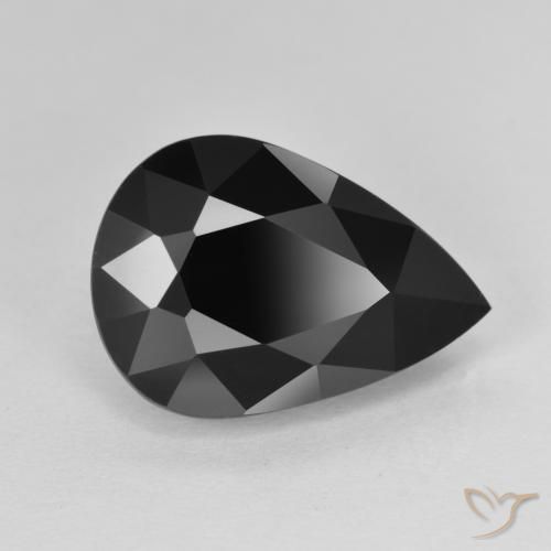 7.64 ct Black Tourmaline Stone, Natural Tourmaline in Pear Facet Shape for Sale