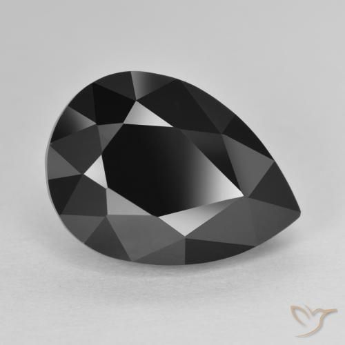 10.65 ct Black Tourmaline Stone, Natural Tourmaline in Pear Facet Shape for Sale