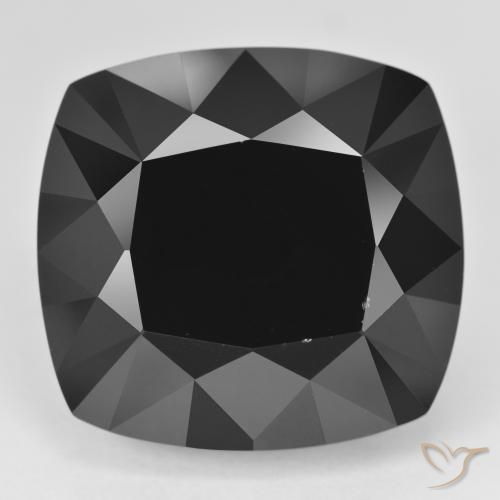 55.64 ct Loose Black Tourmaline, 22.3 x 21.2 mm Cushion Cut From Mozambique, Photo A