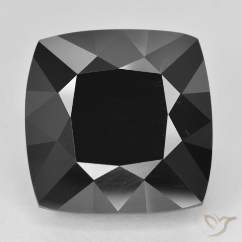 23,54 ct loser schwarzer Turmalin, 15,7 x 15,6 mm Kissenschliff aus Mosambik, Photo A