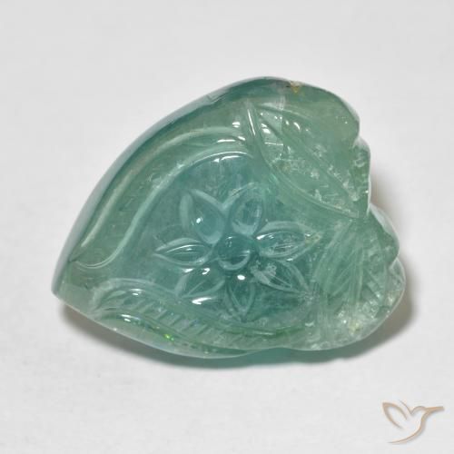 Tormalina Fiore intagliato da 30,06 ct dal Mozambico, dimensione 22,7x18,7 mm, purezza Transparent, pietra preziosa naturale non trattati, Tormalina 1pc in colore Verde blu, durezza Mohs di 7 - 7,5 adatto per gioielli da indossare ogni giorno, Pietra zodiacale Bilancia, Photo A