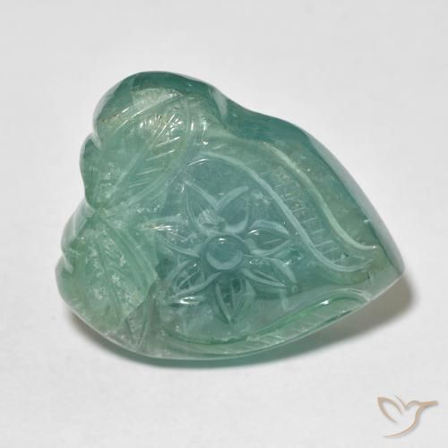 30.06 ct Turquoise Tourmaline Stone, Natural Tourmaline in Carved Flower Shape for Sale