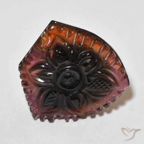 19.89 ct Multicolor Tourmaline Stone, Natural Tourmaline in Carved Flower Shape for Sale