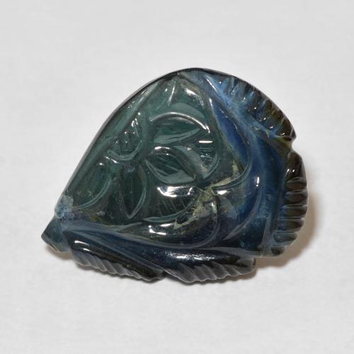 10.12 ct Blue Tourmaline Stone, Natural Tourmaline in Carved Flower Shape for Sale