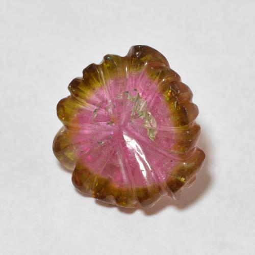 5.37 ct Multicolor Tourmaline Stone, Natural Tourmaline in Carved Flower Shape for Sale
