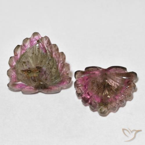 9.61 ctw Multicolor Tourmaline Stones, Natural Tourmaline in Carved Flower Shape for Sale
