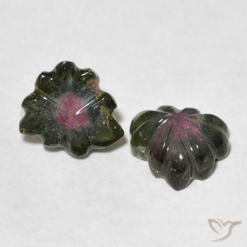 2.65 ctw Multicolor Tourmaline Stones, Natural Tourmaline in Carved Flower Shape for Sale
