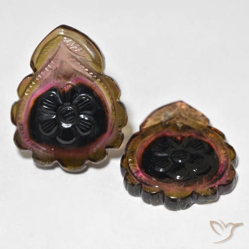 Best Carved Tourmalines for Earrings | Watermelon Tourmaline set | 50 Carat Tourmaline