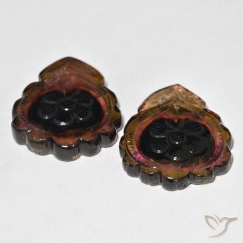 Best Carved Tourmalines for Earrings | Watermelon Tourmaline set | 50 Carat Tourmaline