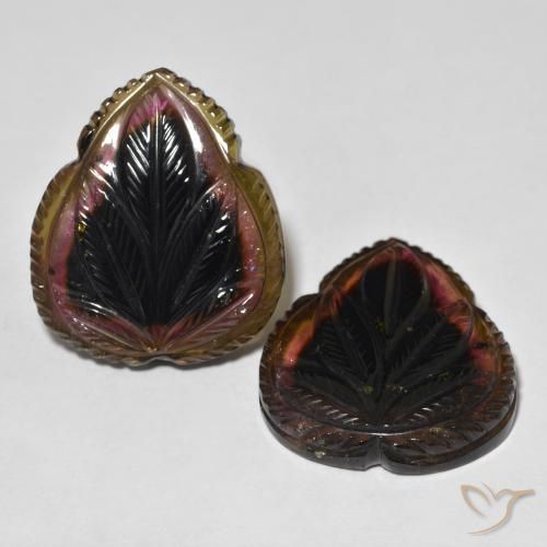 57.06 ctw Multicolor Tourmaline Stones, Natural Tourmaline in Carved Flower Shape for Sale