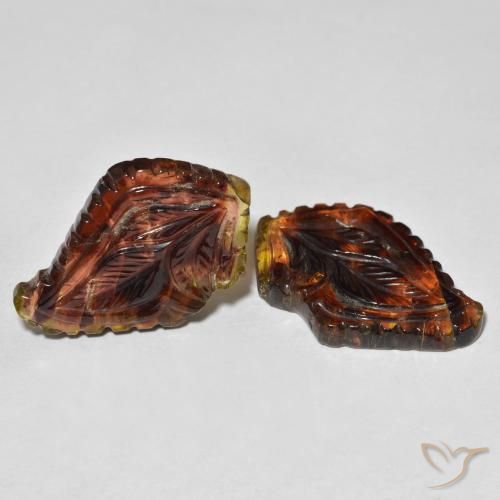 36.19 ctw Multicolor Tourmaline Stones, Natural Tourmaline in Carved Flower Shape for Sale