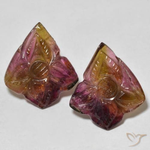 12.54 ct Loose Multicolor Tourmaline, 18.4 x 15.8 mm Carved From Mozambique, Photo A