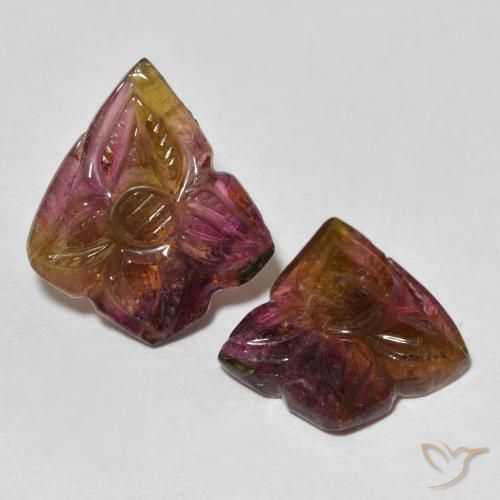 Best Carved Bi-Color Tourmalines for a pair of Earrings