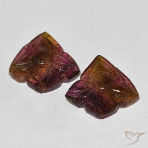 Best Carved Bi-Color Tourmalines for a pair of Earrings