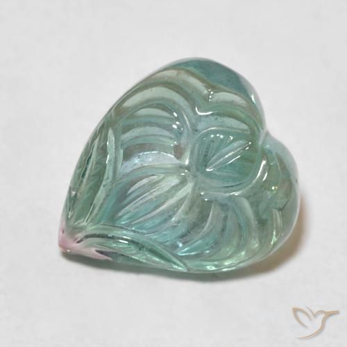 7.64ct Natural Grayish Green Tourmaline, Flower Cut, Transparent