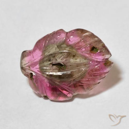 3.78 ct Multicolor Tourmaline Stone, Natural Tourmaline in Carved Flower Shape for Sale