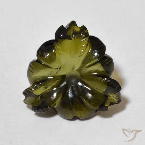 4.28ct Natural Dark Green Tourmaline, Flower Cut, Transparent