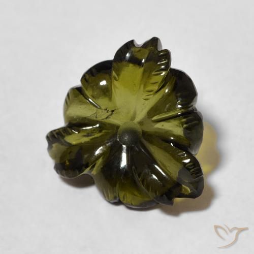 4.28 ct Green Tourmaline Stone, Natural Tourmaline in Carved Flower Shape for Sale