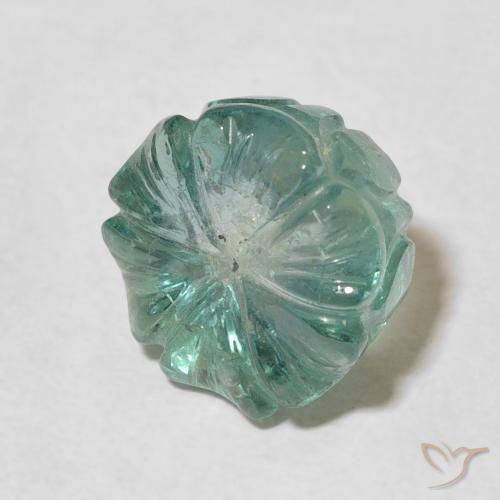 6.83 ct Turquoise Tourmaline Stone, Natural Tourmaline in Carved Flower Shape for Sale