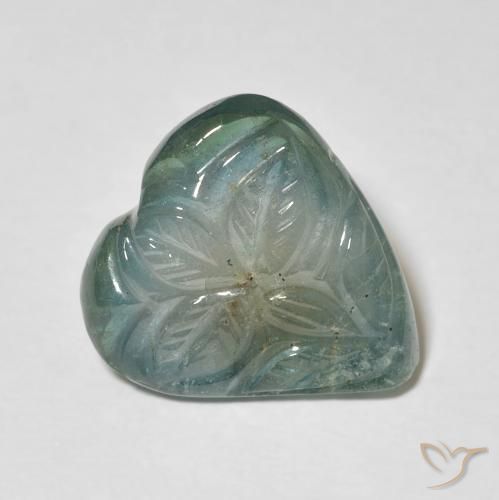 6.25 ct Turquoise Tourmaline Stone, Natural Tourmaline in Carved Flower Shape for Sale