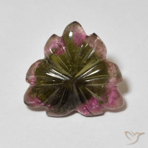 5.01 ct Multicolor Tourmaline Gemstone, Tourmaline Gem in Carved Flower Shape for Sale.