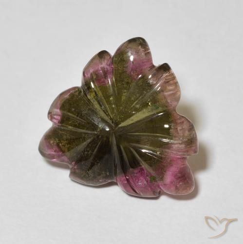 5.01 ct Multicolor Tourmaline Stone, Natural Tourmaline in Carved Flower Shape for Sale
