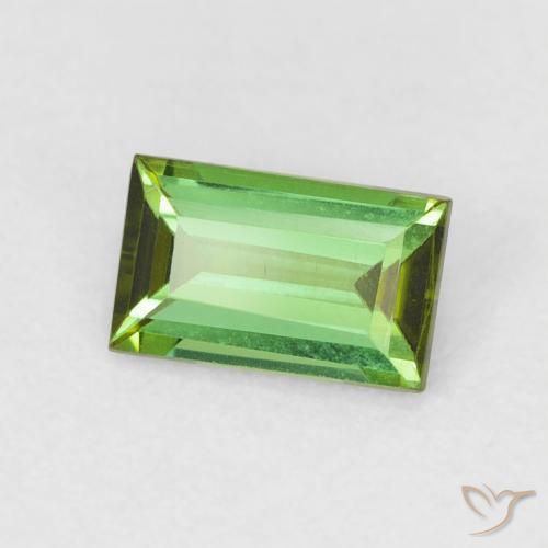 0.68 ct Green Tourmaline Stone, Natural Tourmaline in Baguette Facet Shape for Sale