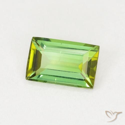 0.67 ct Green Tourmaline Stone, Natural Tourmaline in Baguette Facet Shape for Sale