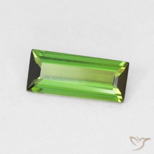 0.52 ct Green Tourmaline Stone, Natural Tourmaline in Baguette Facet Shape for Sale