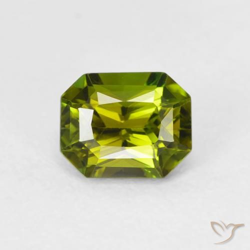 0.96 ct Loose Green Tourmaline, 6.4 x 5.2 mm Octagon Cut From Mozambique, Photo A