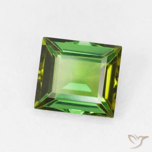 0.58 ct Green Tourmaline Stone, Natural Tourmaline in Baguette Facet Shape for Sale