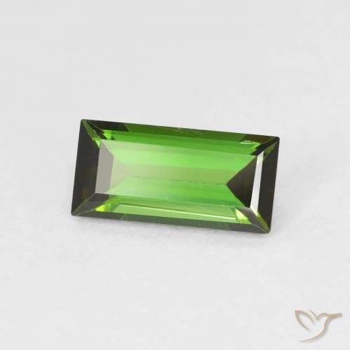 0.91 ct Green Tourmaline Stone, Natural Tourmaline in Baguette Facet Shape for Sale