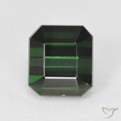 Tourmaline verte en vrac de 1,48 ct, coupe octogonale de 6,3 x 5,7 mm du Mozambique, Photo A